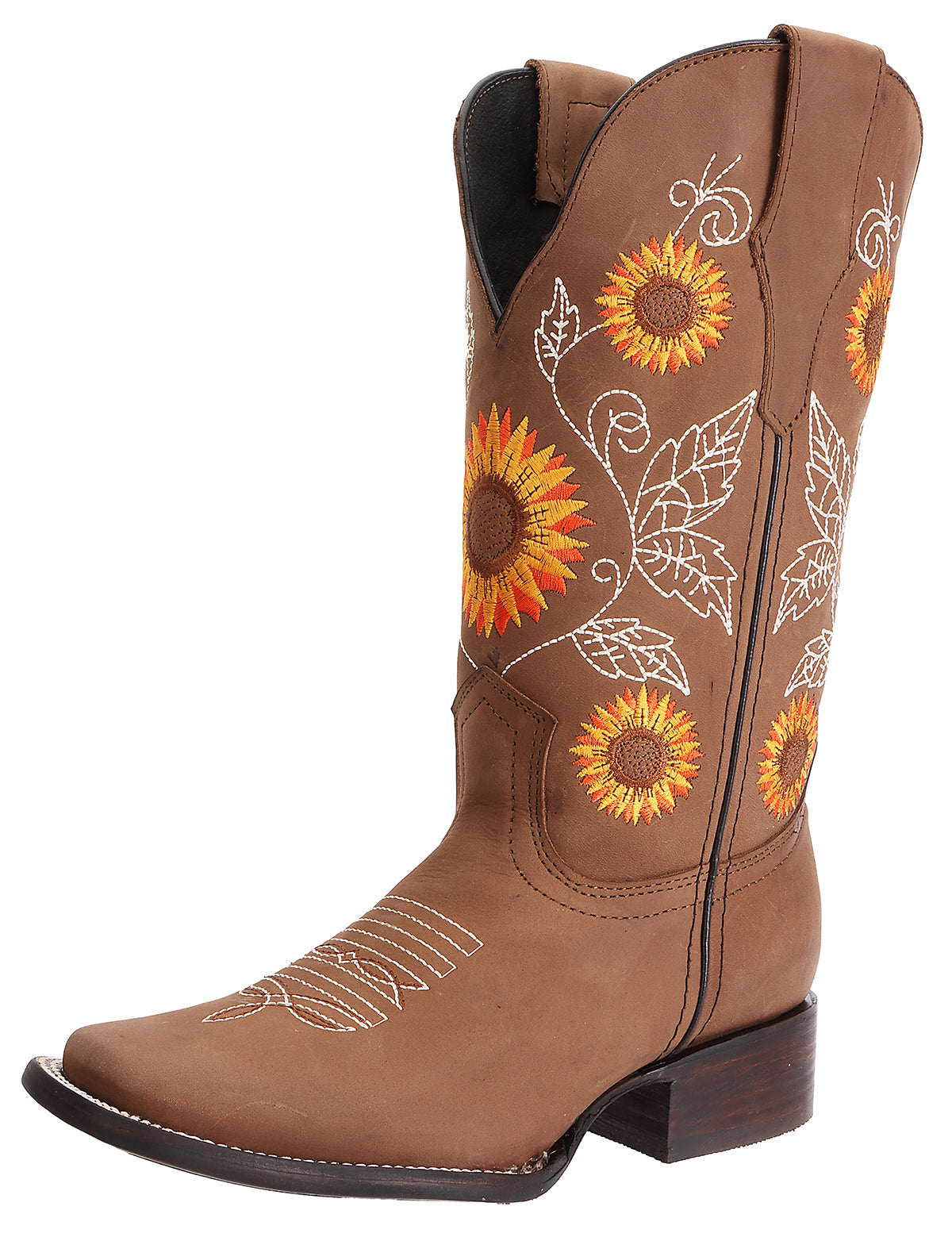 Bota de Rodeo con flores p/Dama color tan ID: 340388