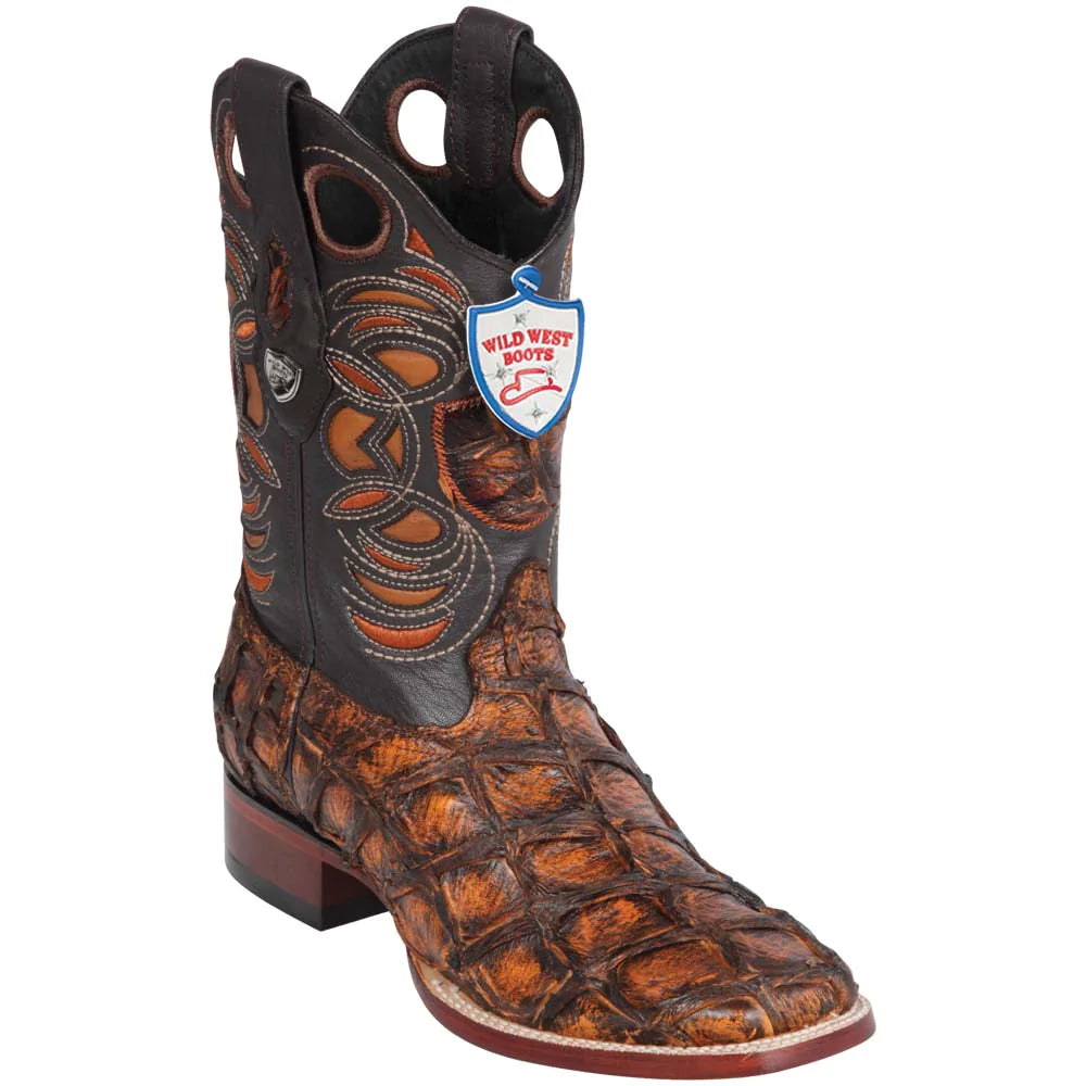 Botas de Pescado Pirarucu Original en Horma Rodeo Cuadrada WW-28241088